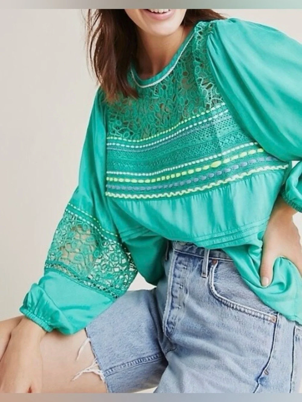 NWT Anthropologie Blink London Sunshine Peasant Top Blouse Sz XL